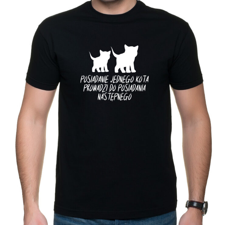 Posiadanie kota - charytatywna koszulka męska z nadrukiem - Sklep internetowy POMAGAM