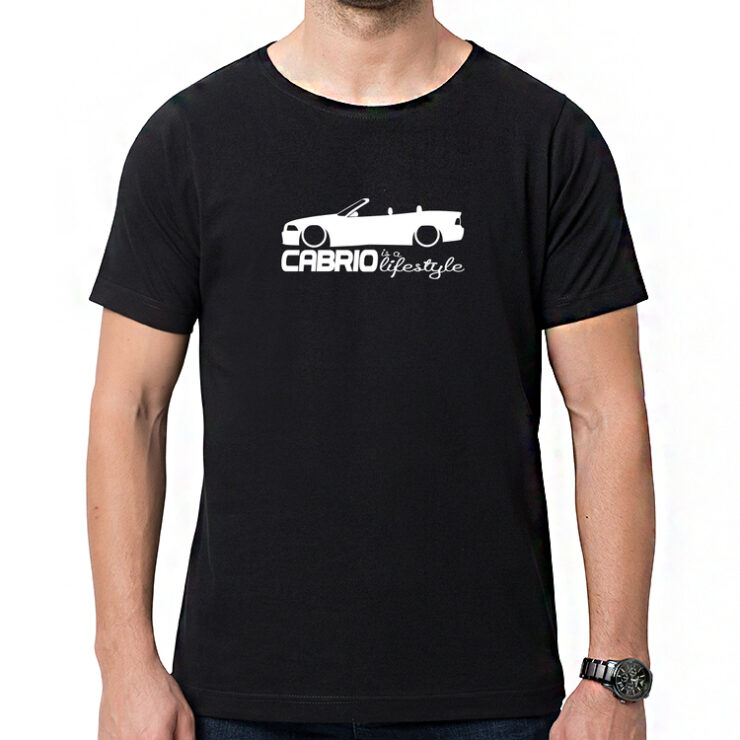 E36 - cabrio is a lifestyle - t-shirt z nadrukiem