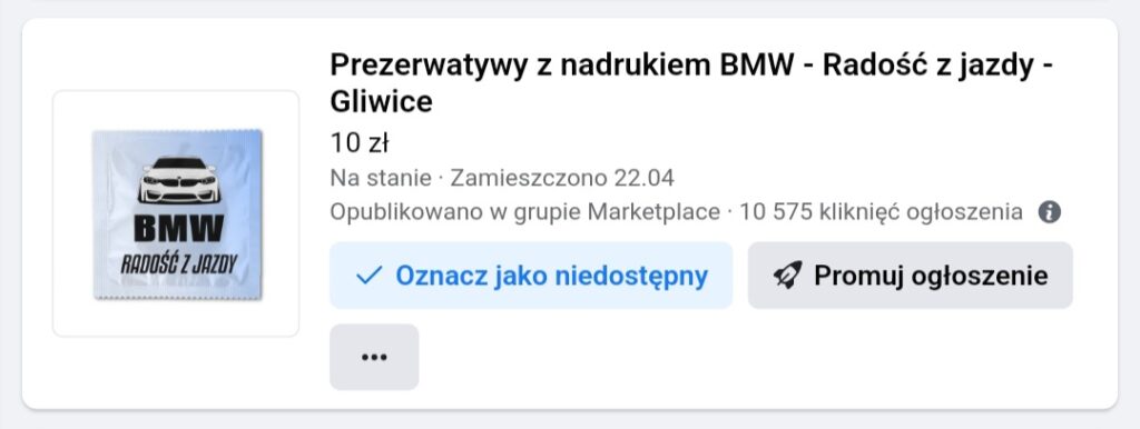 Prezerwatywy z nadrukiem BMW - Gliwice
