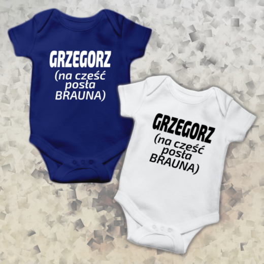 GRZEGORZ - body niemowlęce z nadrukiem, bodziaki Grzegorz Braun
